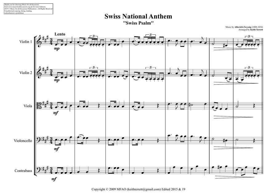 Swiss National Anthem for String Orchestra (World National Anthem Series) String Orchestra scores gallery preview page 2