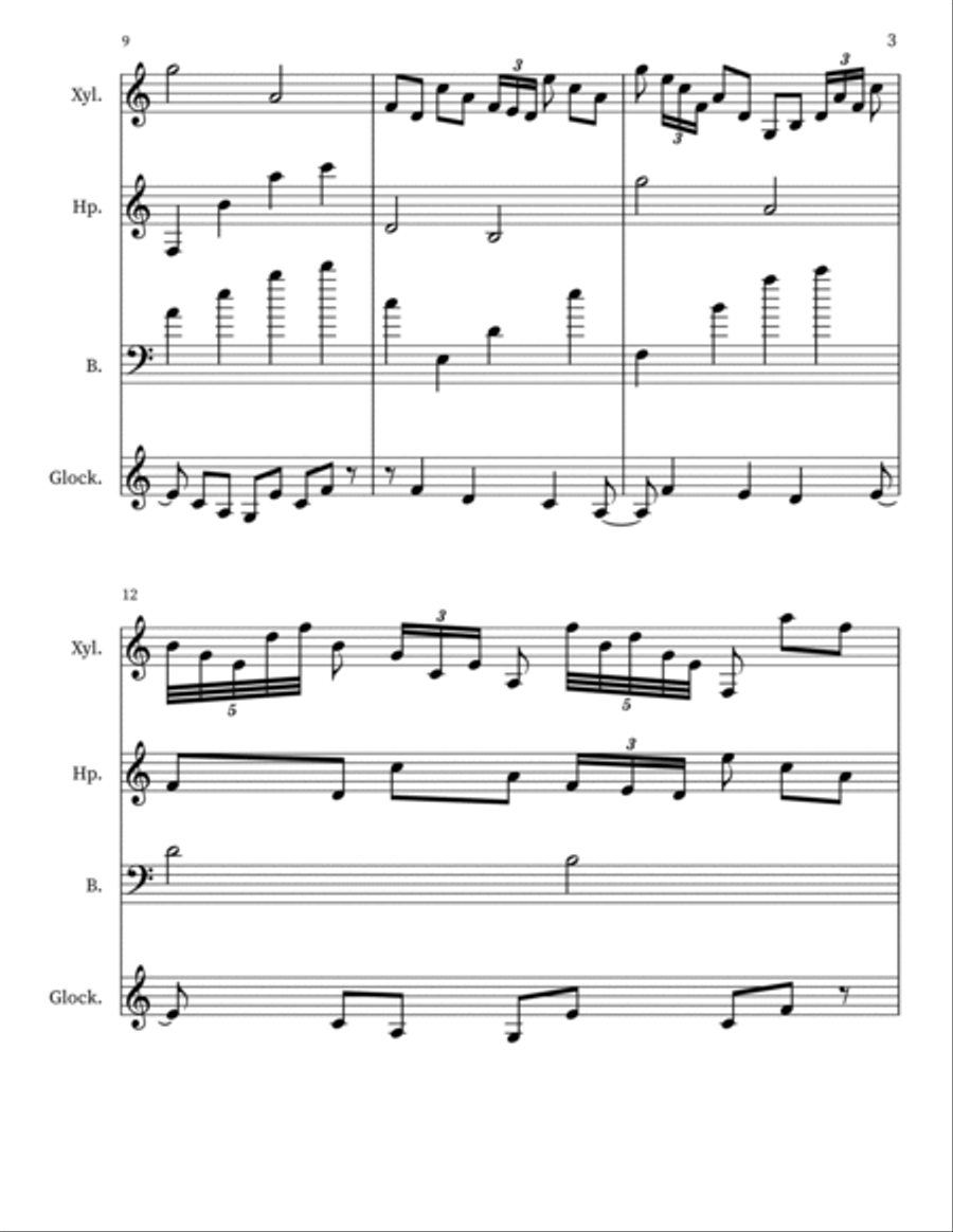 Z 100 for xylophone, harp, upright bass, glockenspiel Double Bass scores gallery preview page 3