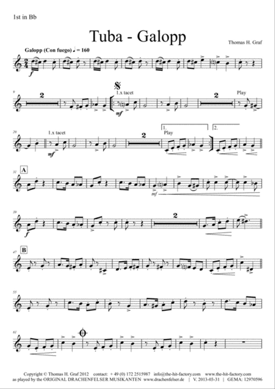 Tuba Galopp - Fast Polka - Oktober Fest - German Band Euphonium scores gallery preview page 4