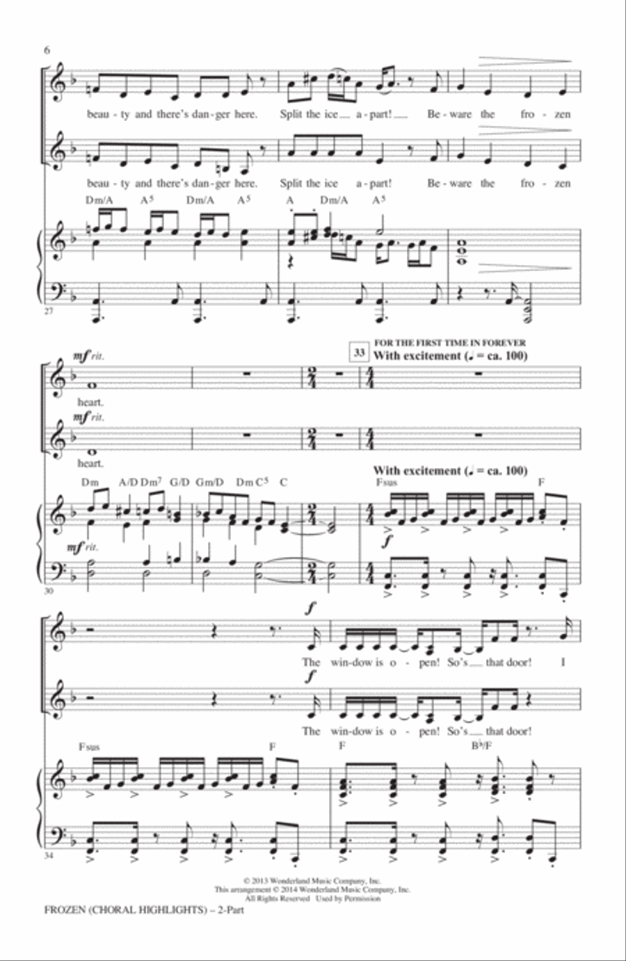 Frozen (Choral Highlights) 2-Part scores gallery preview page 5