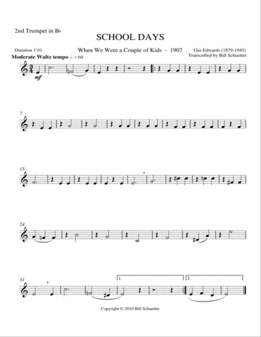 School Days (When We Were A Couple of Kids) Brass Quintet scores gallery preview page 4