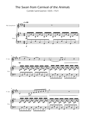 The Swan - Camille Saint-Saëns - Alto Sax w/ Piano