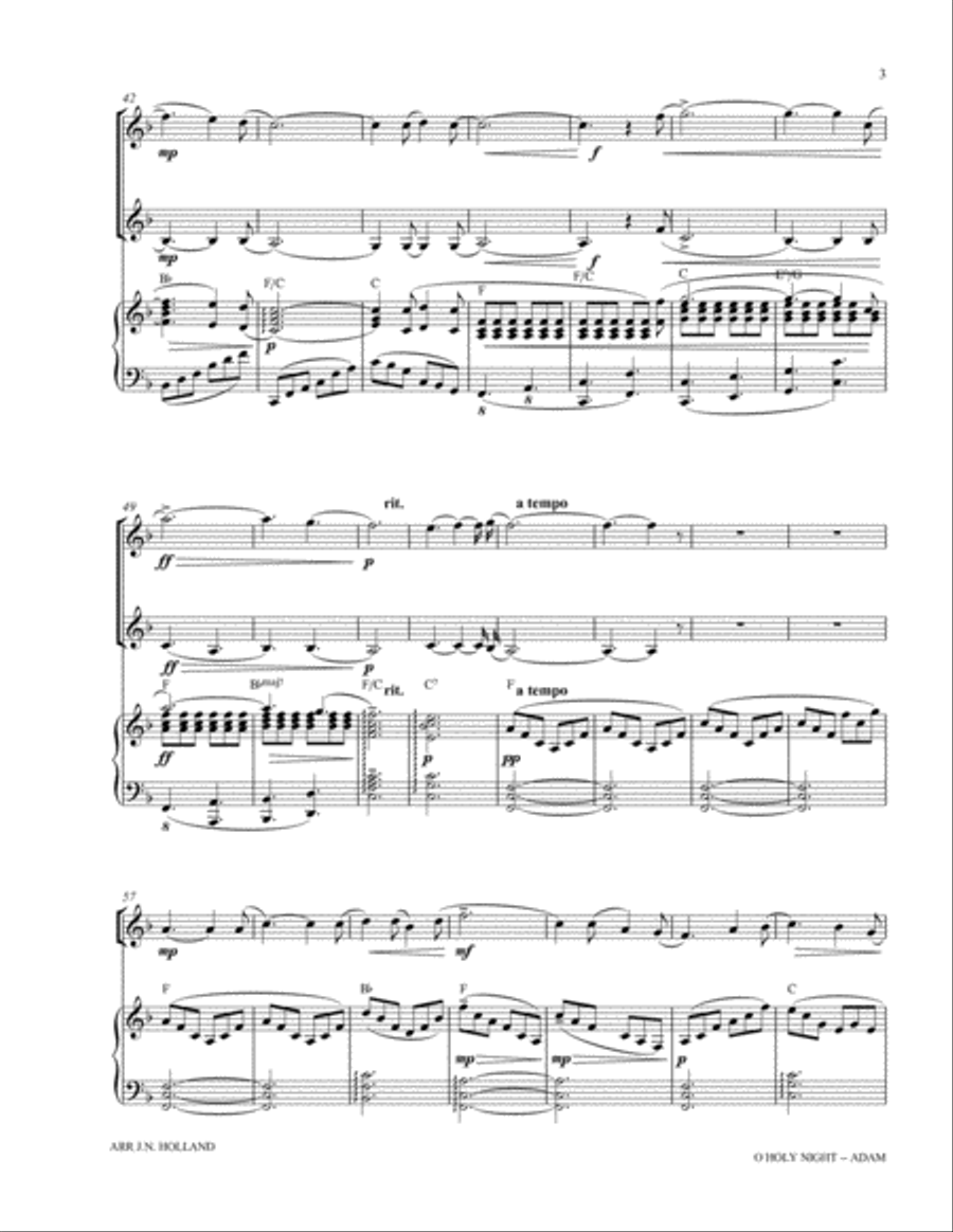 O Holy Night (Cantique de Noel) Adolphe Adam Duet for Treble Instrument in C and French Horn Large Ensemble scores gallery preview page 5