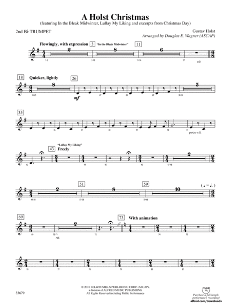 A Holst Christmas: 2nd B-flat Trumpet Full Orchestra scores gallery preview page 1