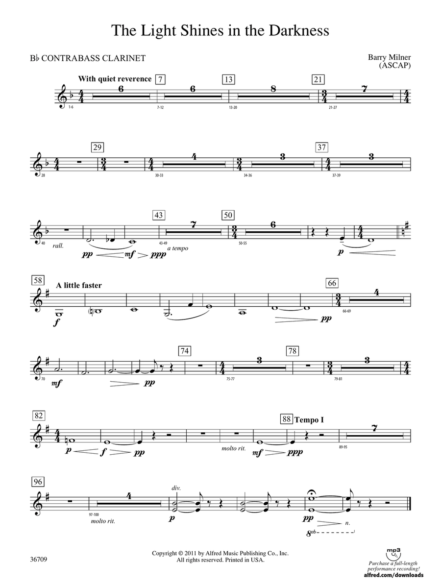 The Light Shines in the Darkness: (World Part) B-flat Contrabass Clarinet