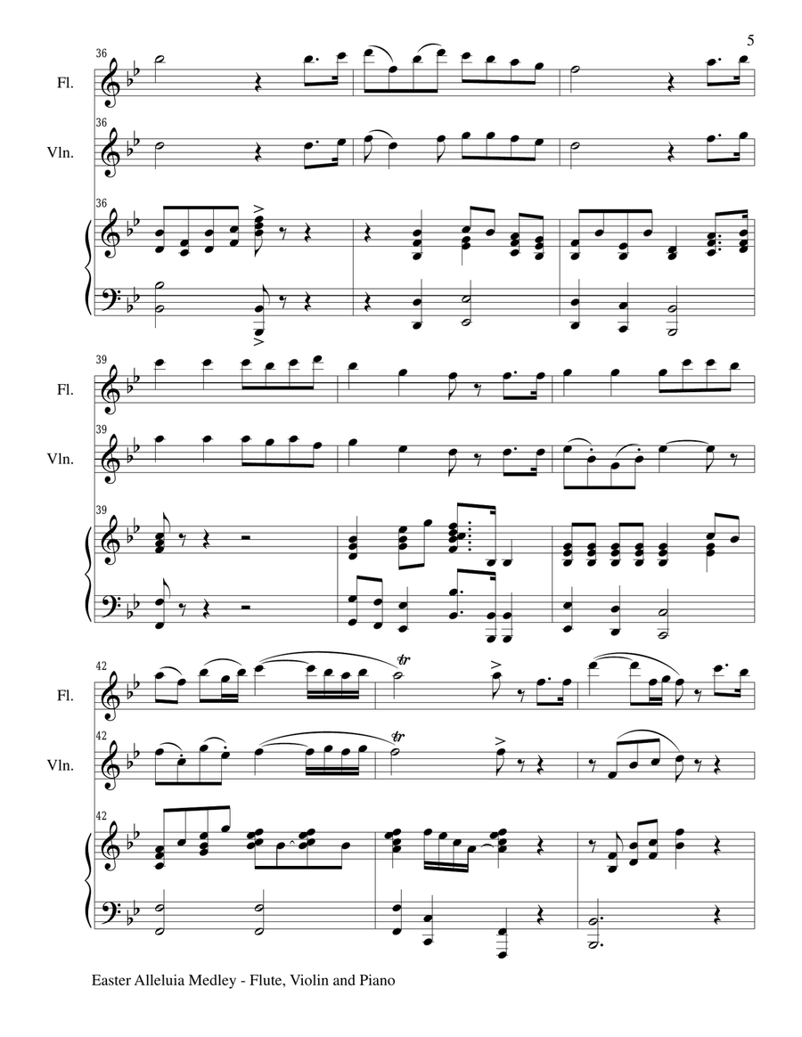 EASTER ALLELUIA MEDLEY (Trio – Flute, Violin /Piano) Score and Parts Flute scores gallery preview page 5