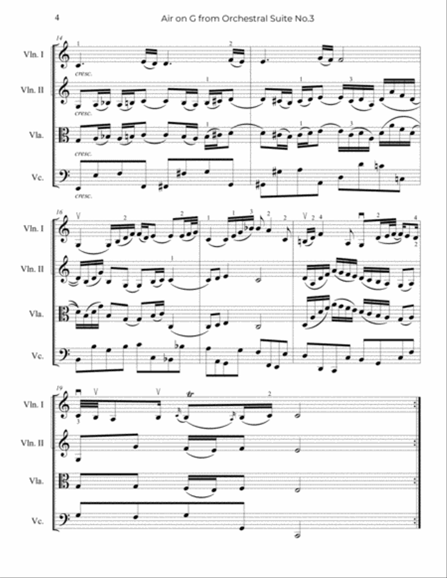 Bach: Air on a G String - String Trio, or 2 Violins and Cello