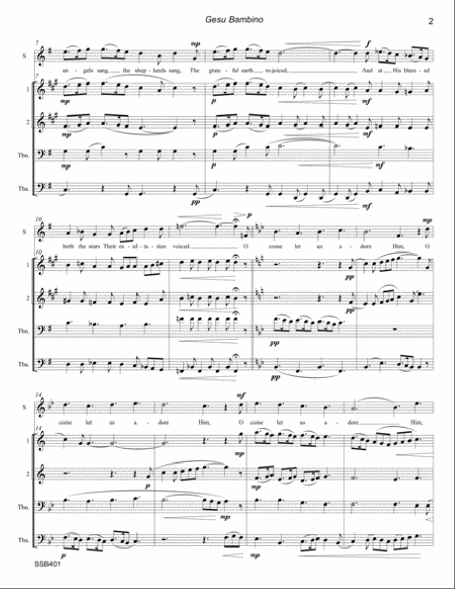 GESU BAMBINO - SOPRANO SOLO with BRASS QUARTET Small Ensemble scores gallery preview page 2