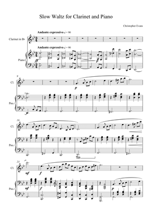 Book cover for Slow Waltz for Clarinet (Bb) & Piano - Full Score