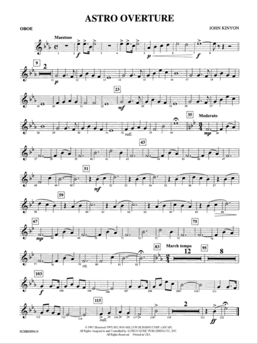 Astro Overture: Oboe Concert Band scores gallery preview page 1
