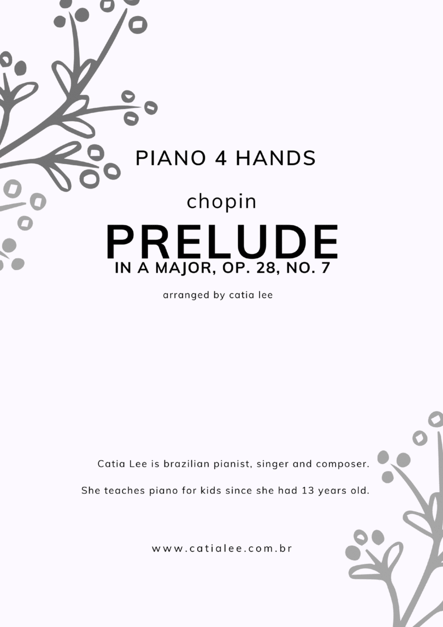 Prelude in A Major - Op 28, n 7 - Chopin for Piano 4 hands 1 Piano, 4-Hands scores gallery preview page 1
