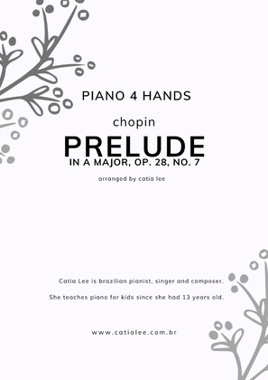 Book cover for Prelude in A Major - Op 28, n 7 - Chopin for Piano 4 hands
