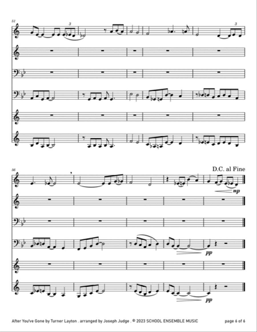 After You've Gone by Layton for Brass Quartet in Schools Brass Quartet scores gallery preview page 6