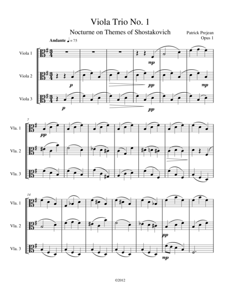 Viola Trio No. 1 "Nocturne on themes of Shostakovich"