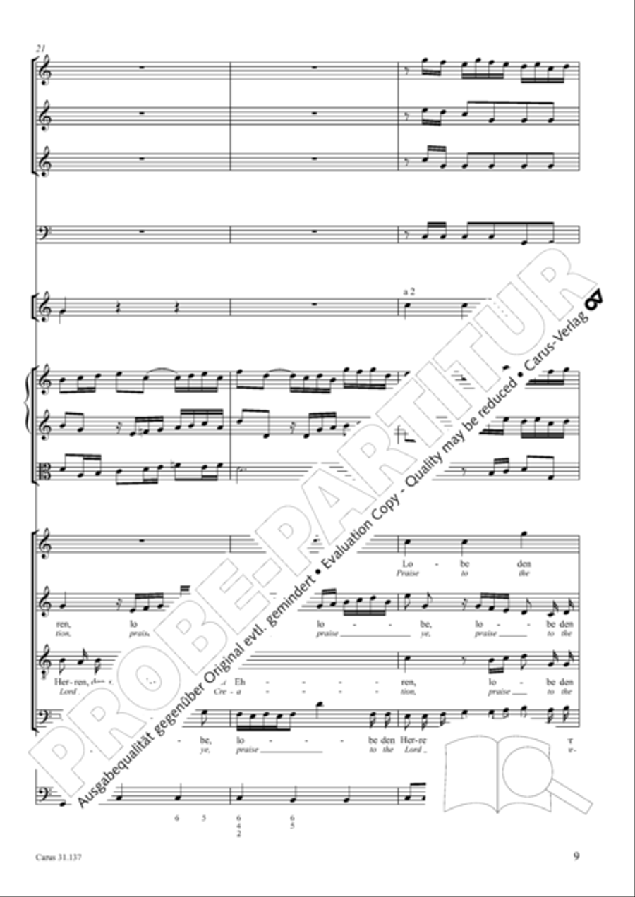 Praise ye, Almighty God, King and our ruler exalted (Lobe den Herren, den machtigen Konig der Ehren) ATB scores gallery preview page 10