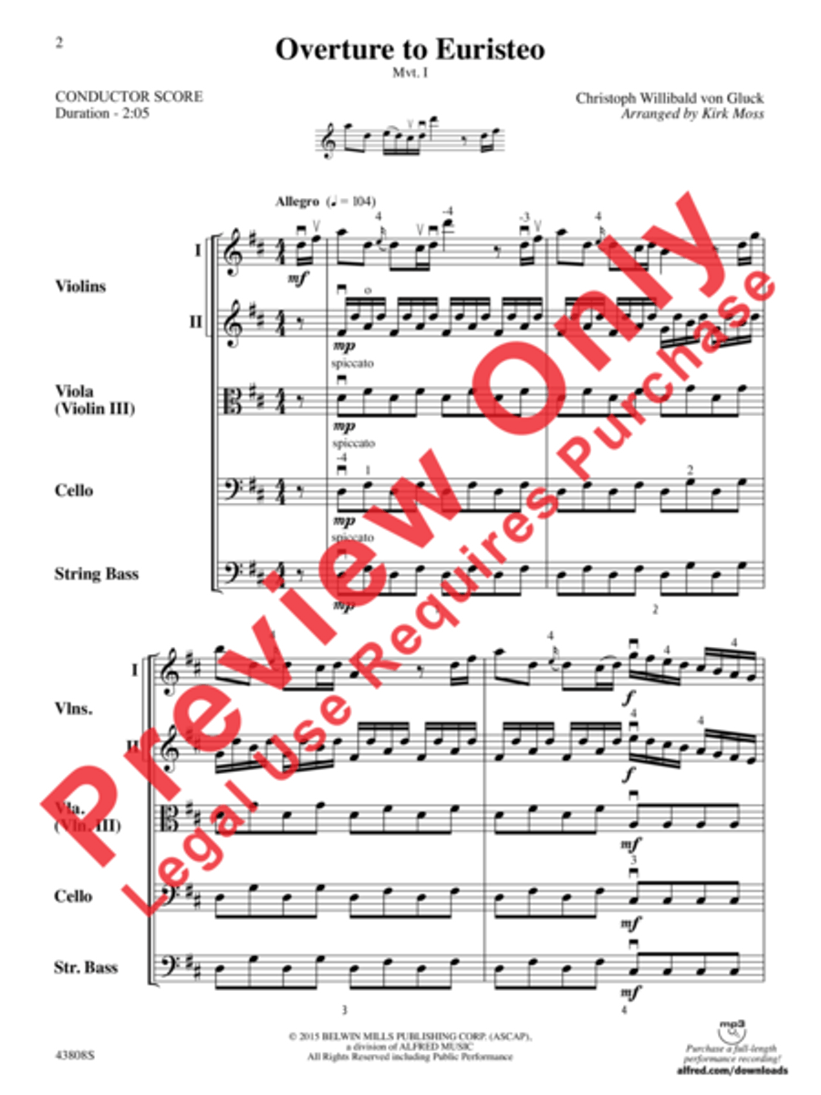 Overture to Euristeo String Orchestra scores gallery preview page 3