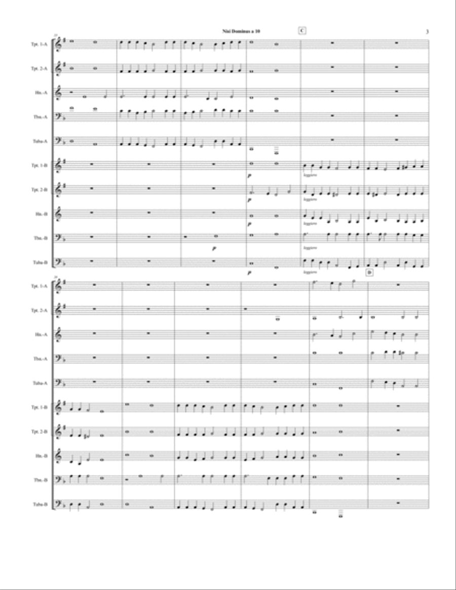 Nisi Dominus a 10 for Double Brass Quintet Brass Ensemble scores gallery preview page 4