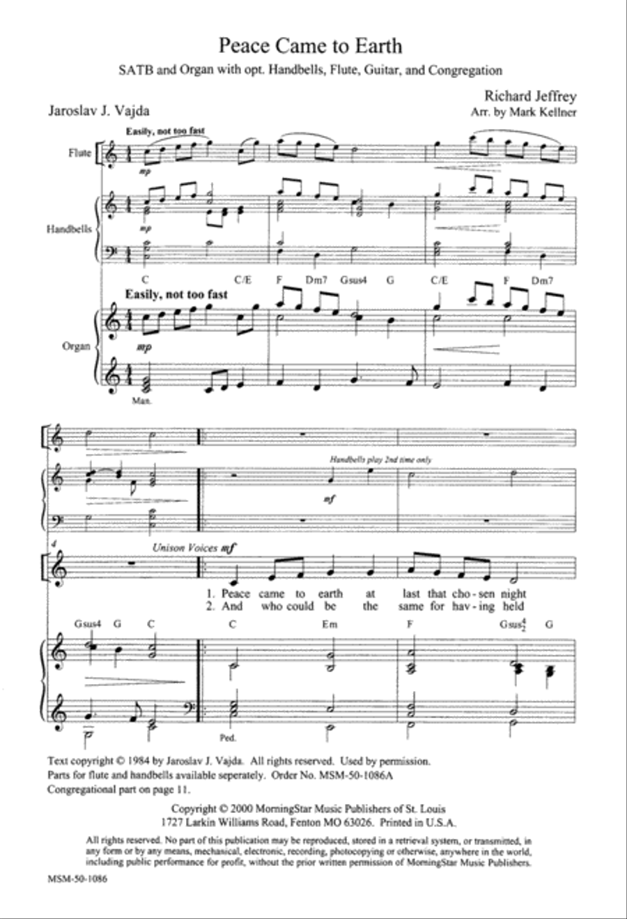 Peace Came to Earth 4-Part scores gallery preview page 1
