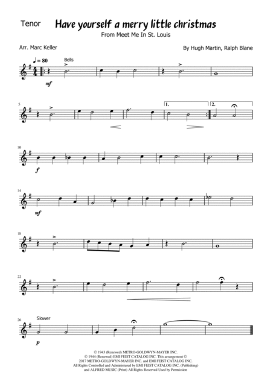 Have Yourself A Merry Little Christmas Saxophone Quartet scores gallery preview page 2