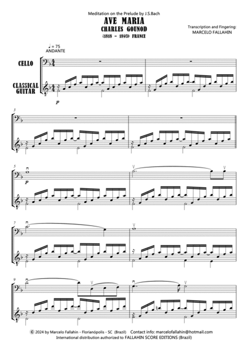 AVE MARIA - GOUNOD - FOR CELLO AND GUITAR image number null