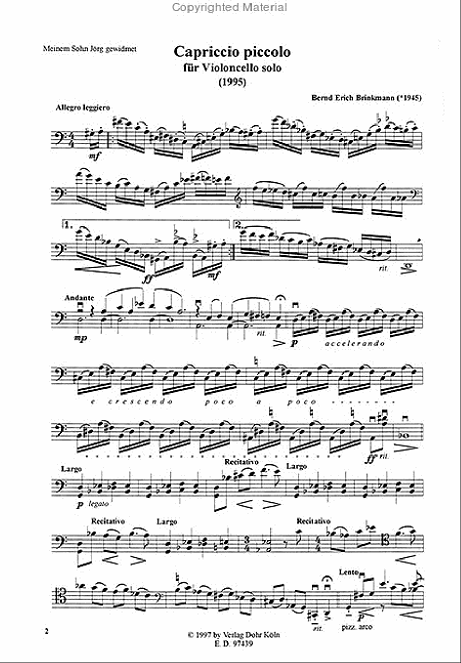 Capriccio piccolo vür Violoncello solo (1995) Piccolo scores gallery preview page 2