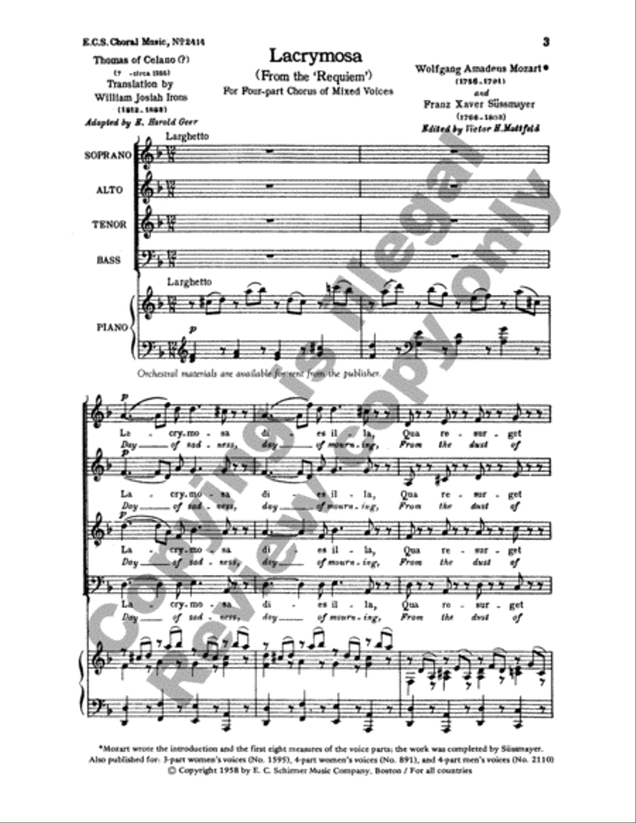 Requiem: Lacrymosa Requiem: Lacrymosa 4-Part scores gallery preview page 2