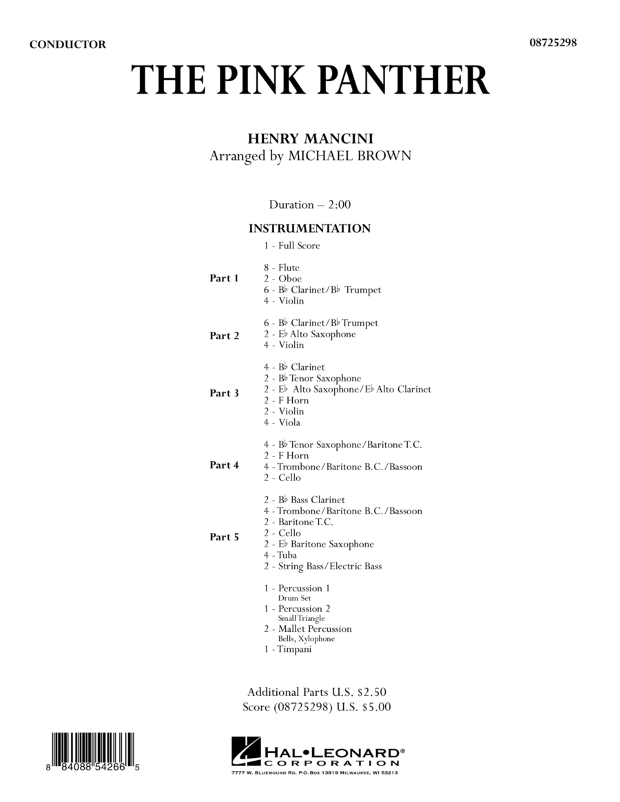 The Pink Panther - Full Score Concert Band scores gallery preview page 1