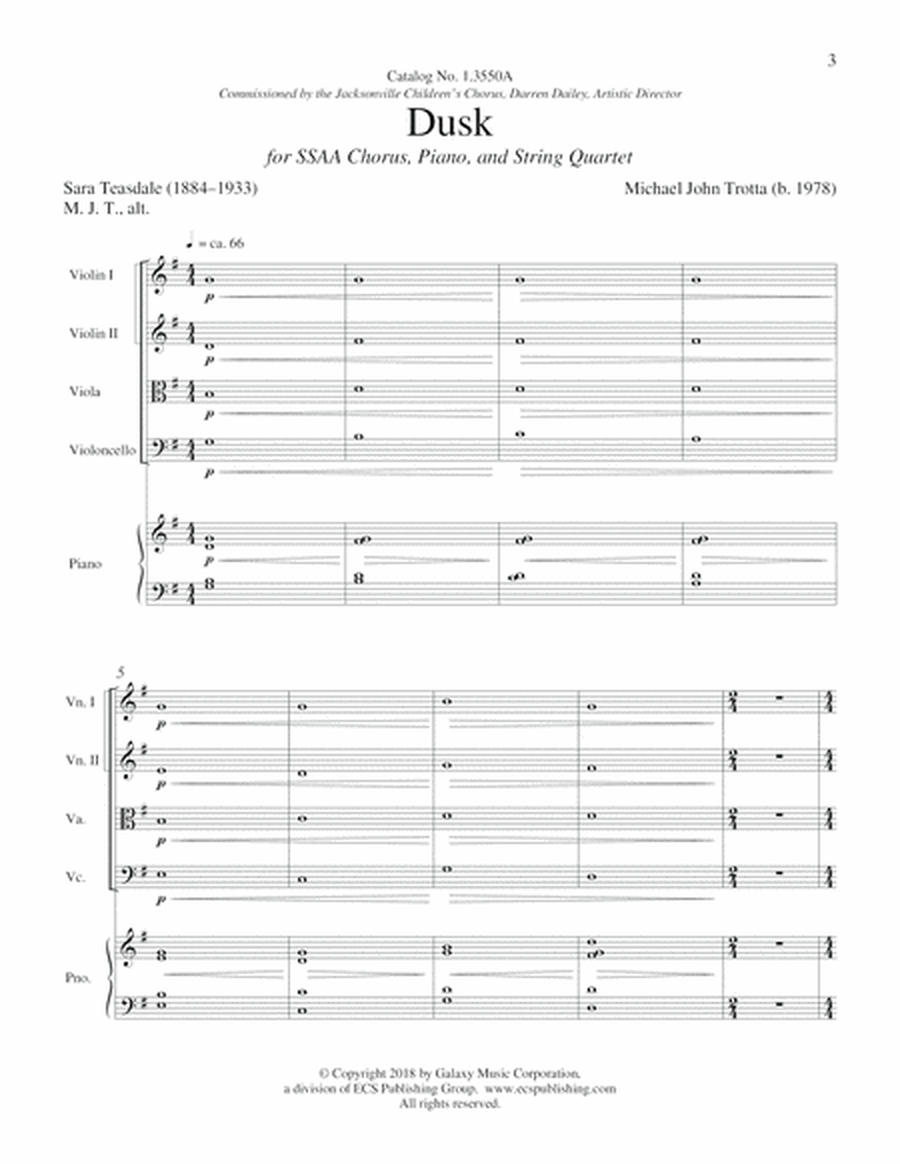 Dusk from I Will Sing to the Stars (Downloadable Full Score)