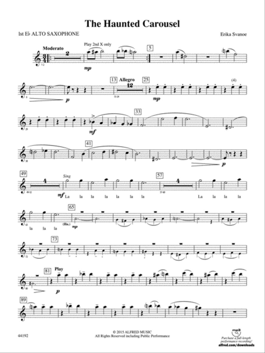 The Haunted Carousel: E-flat Alto Saxophone Concert Band scores gallery preview page 1