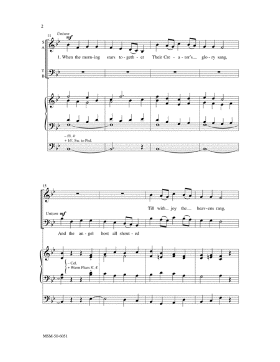 When the Morning Stars Together 4-Part scores gallery preview page 3