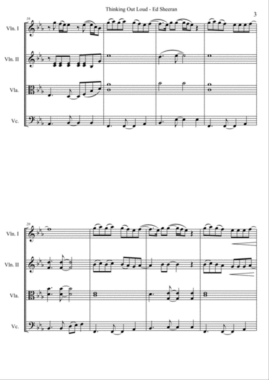 Thinking Out Loud Thinking Out Loud String Quartet scores gallery preview page 3