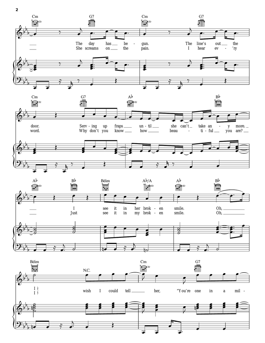 One In A Million Piano, Vocal, Guitar scores gallery preview page 2