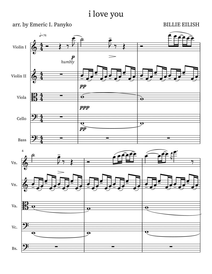 I Love You String Orchestra scores gallery preview page 1