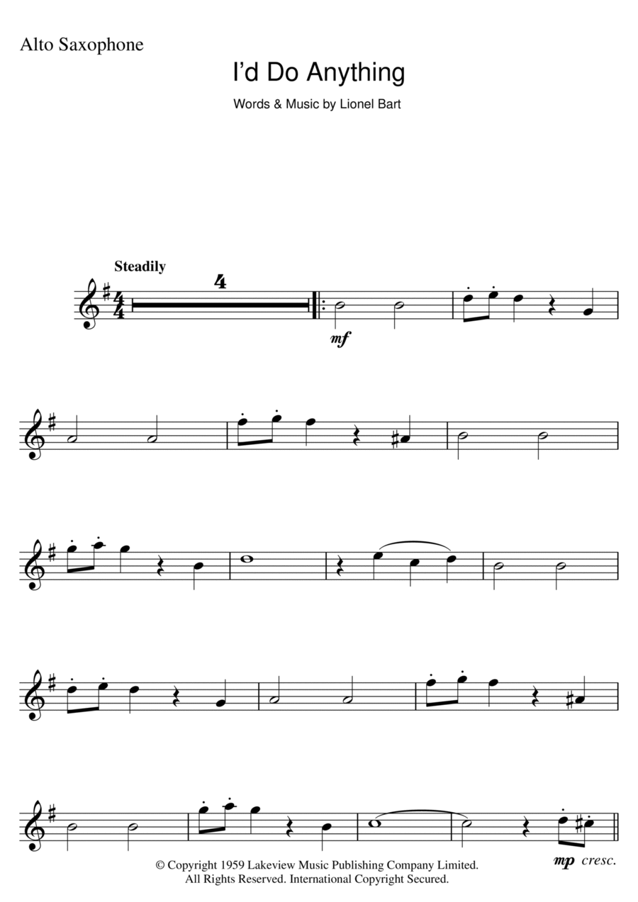 I'd Do Anything Piano scores gallery preview page 1