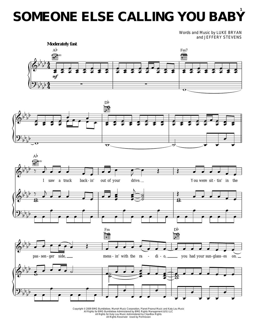 Someone Else Calling You Baby Piano, Vocal, Guitar scores gallery preview page 1