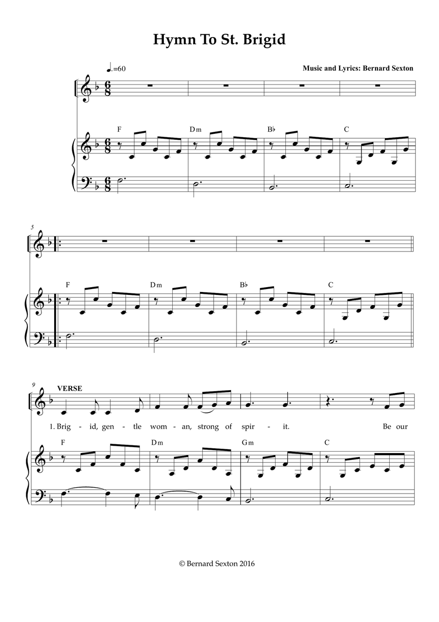 Hymn to St. Brigid Unison Choir scores gallery preview page 2