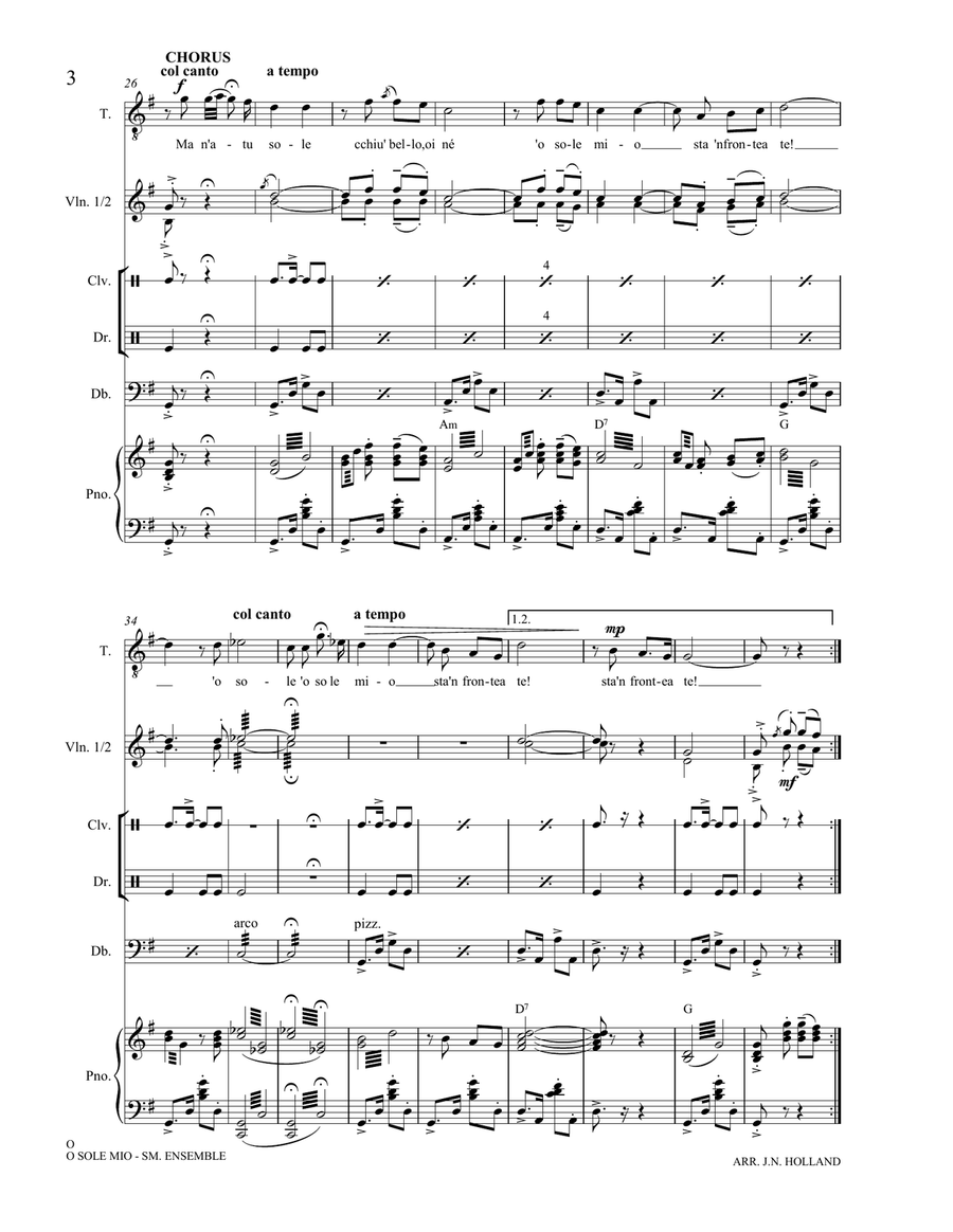 O Sole Mio Arranged for Tenor and Small Ensemble Percussion Ensemble scores gallery preview page 6