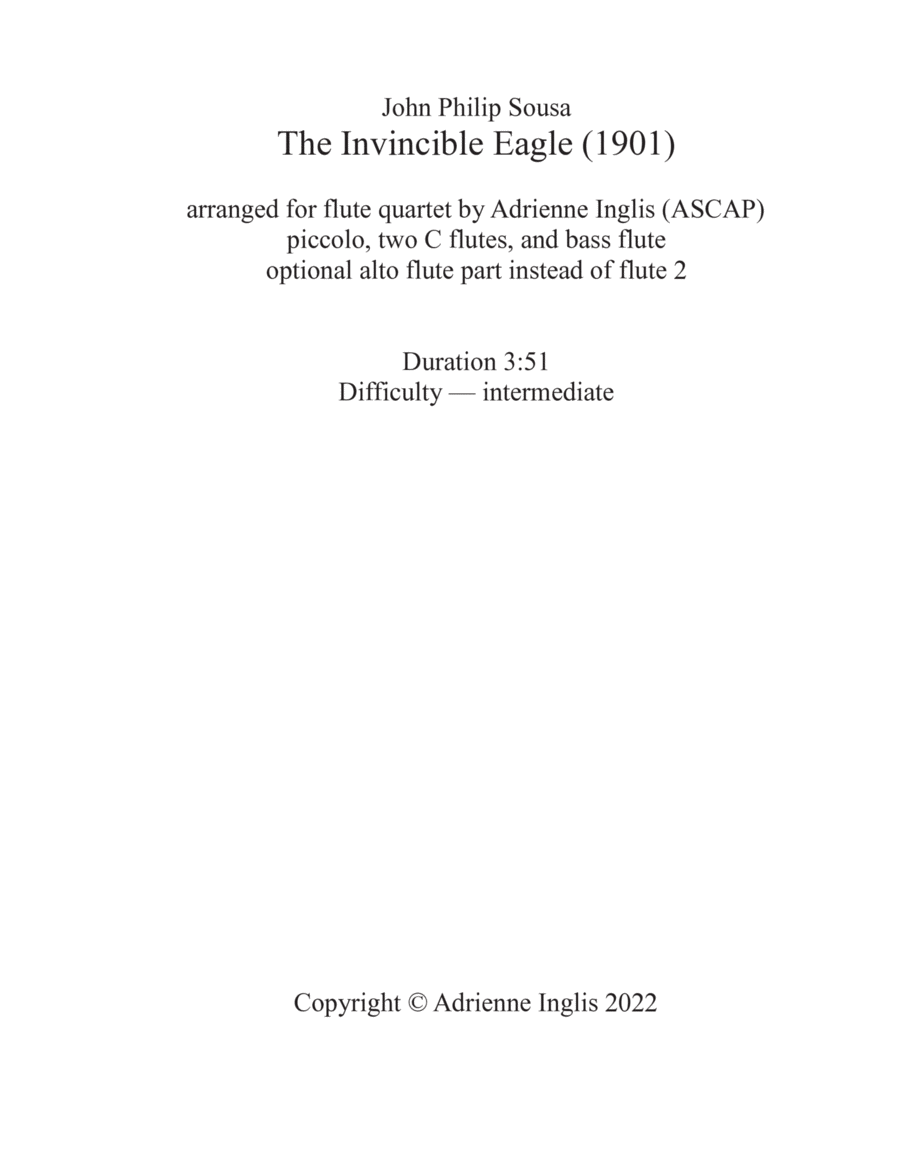 The Invincible Eagle for flute quartet Flute Quartet scores gallery preview page 1