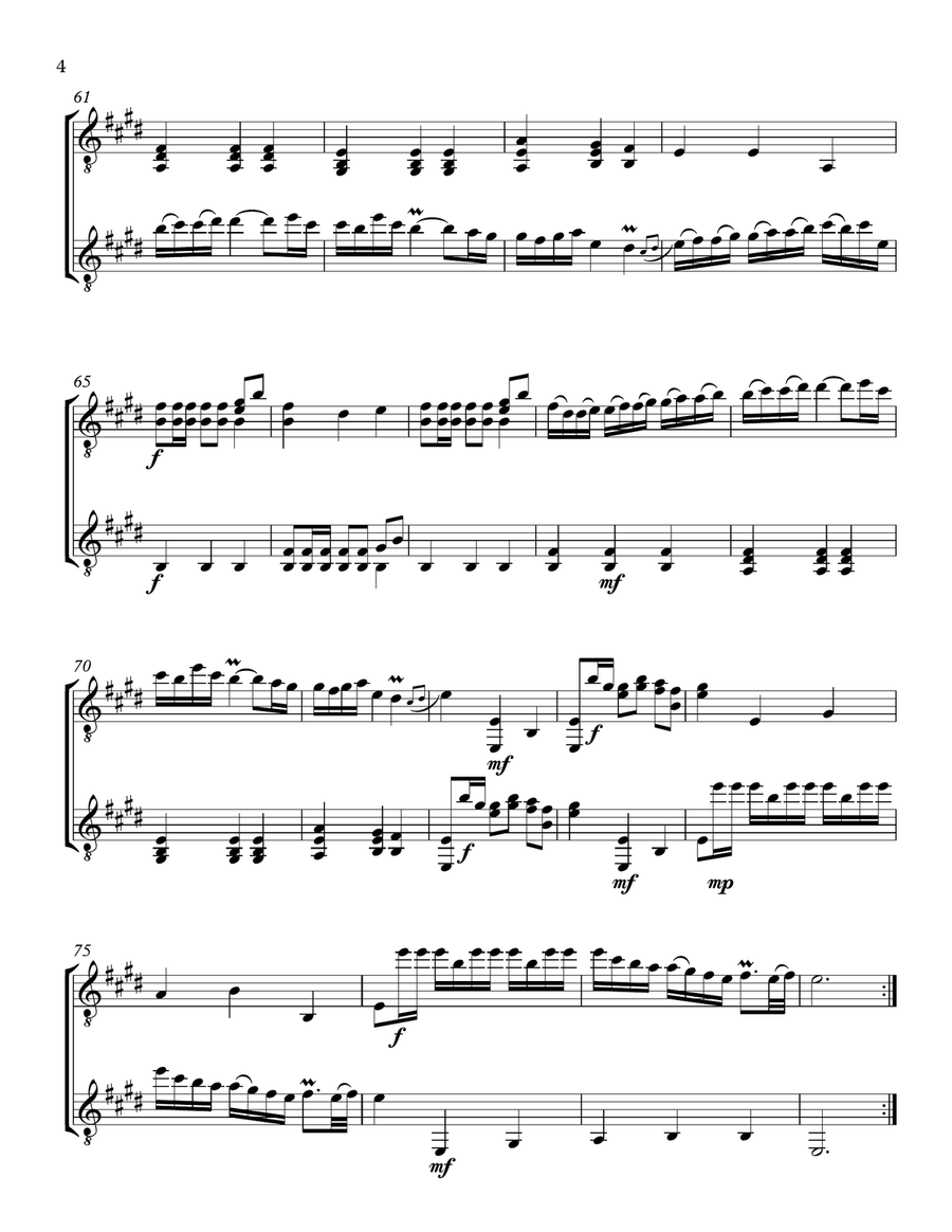 Sonata in E, K. 380 (Guitar Duo) - Score and Parts Classical Guitar scores gallery preview page 4