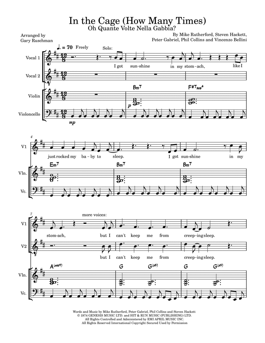 In The Cage Piano, Vocal, Guitar scores gallery preview page 1