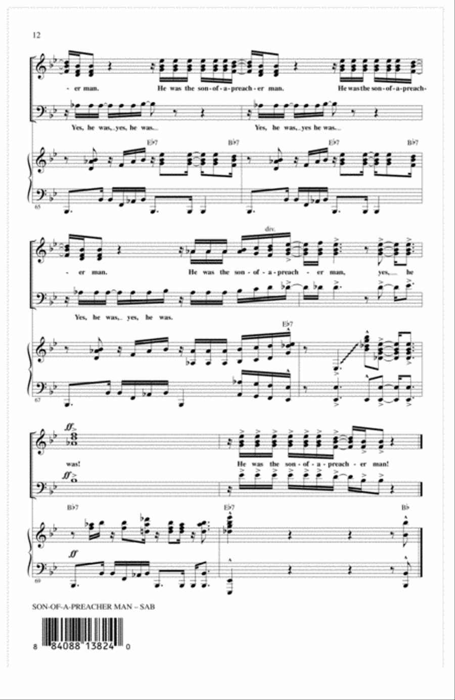 Son-Of-A-Preacher Man (arr. Mac Huff) 3-Part scores gallery preview page 11