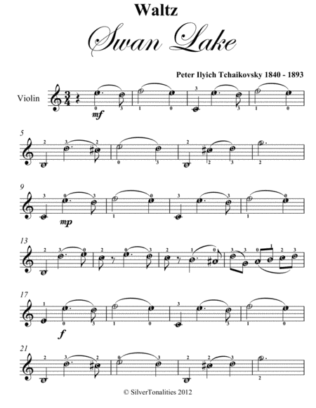 Waltz from Swan Lake Easy Violin Sheet Music