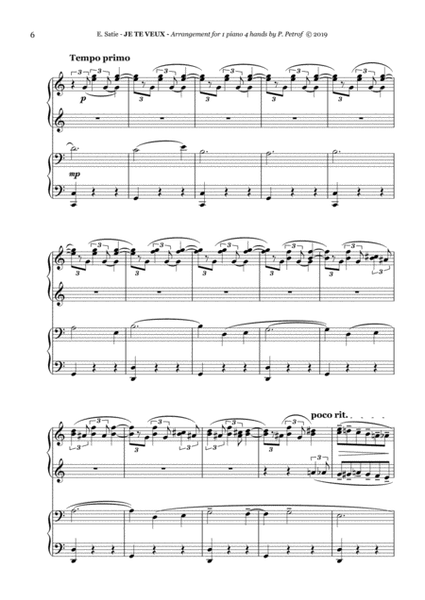 SATIE - Je te veux (I want you) - 1 piano 4 hands, score and parts image number null