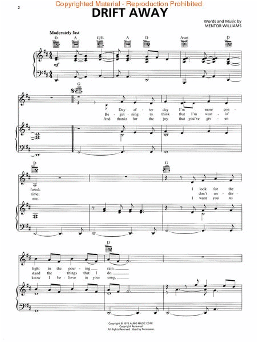 Drift Away Drift Away Piano, Vocal, Guitar scores gallery preview page 2