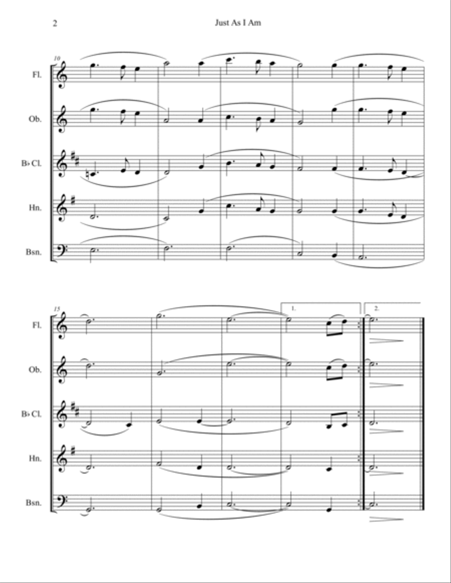 Just As I Am (Woodwind Quintet) Woodwind Quintet scores gallery preview page 2
