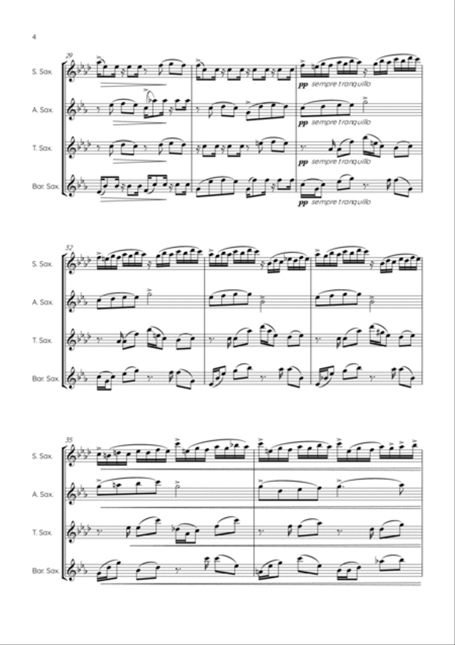 Nocturne No. 4 in E♭ major, Op. 36 Saxophone Quartet scores gallery preview page 6
