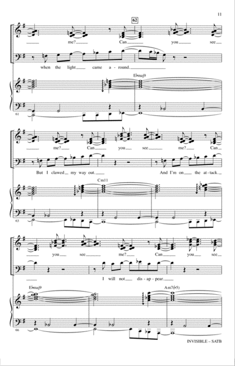 Invisible (arr. Ed Lojeski) 4-Part scores gallery preview page 10