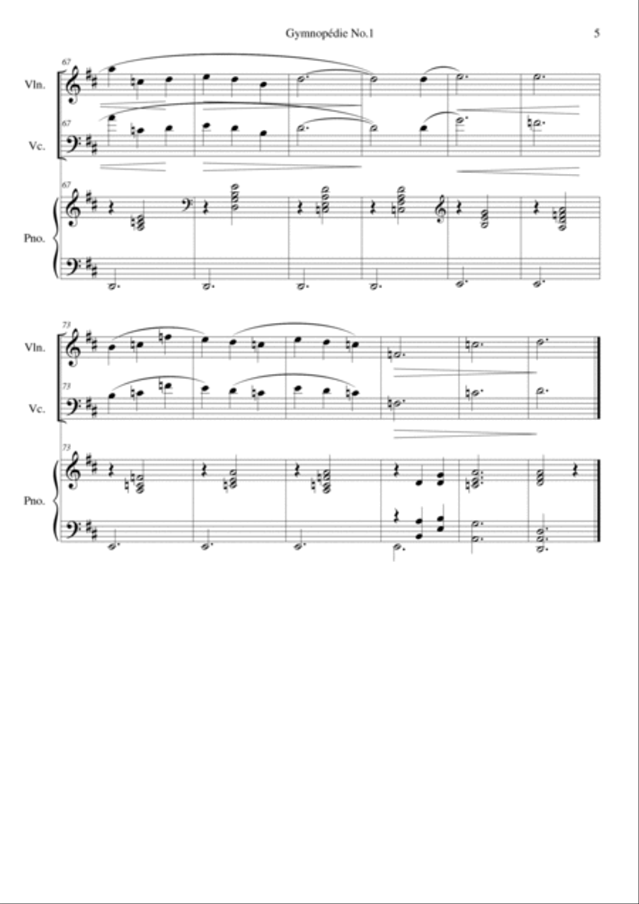 Gymnopedie No.1 Piano Trio scores gallery preview page 5