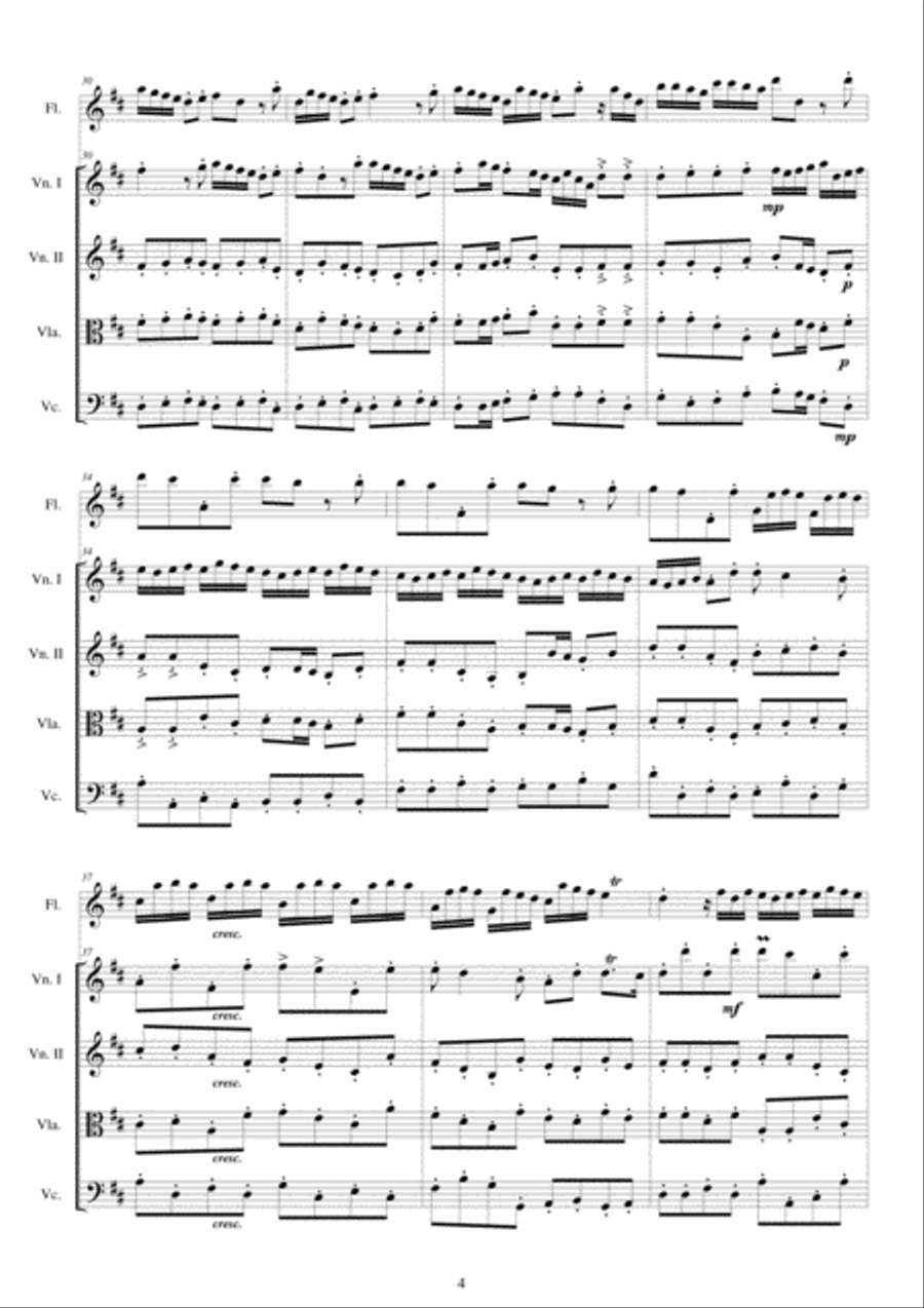 Albinoni - Concerto No.3 to 5 in D major Op.5 for Flute and String Quartet Chamber Orchestra scores gallery preview page 4