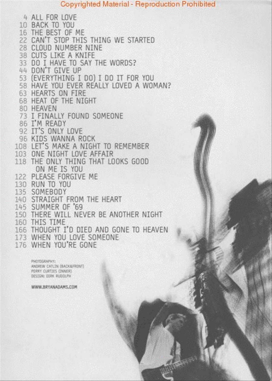 Bryan Adams Anthology Bryan Adams Anthology Piano, Vocal, Guitar scores gallery preview page 2